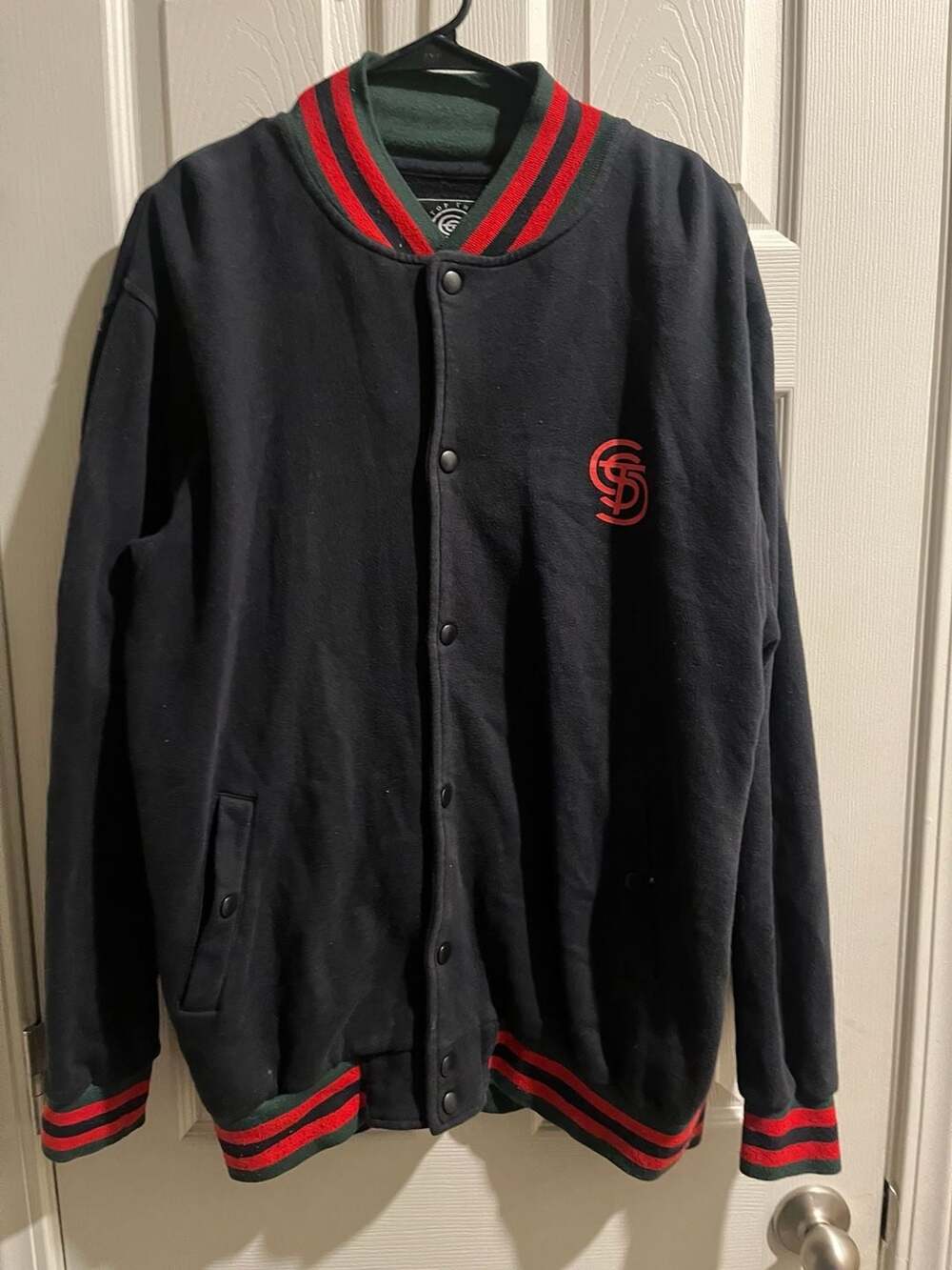 CROOKS AND CASTLES Men's Snap Buttons Cotton Blend Varsity Jacket Sz XL
